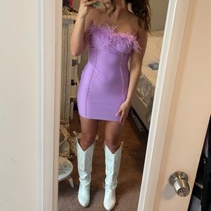 Purple feather dress- wore for Eras Tour! Would be fun for a bachelorette trip